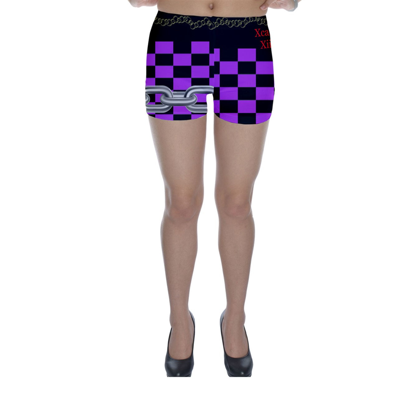 Xcarii Xii Chained Pink Skinny Shorts