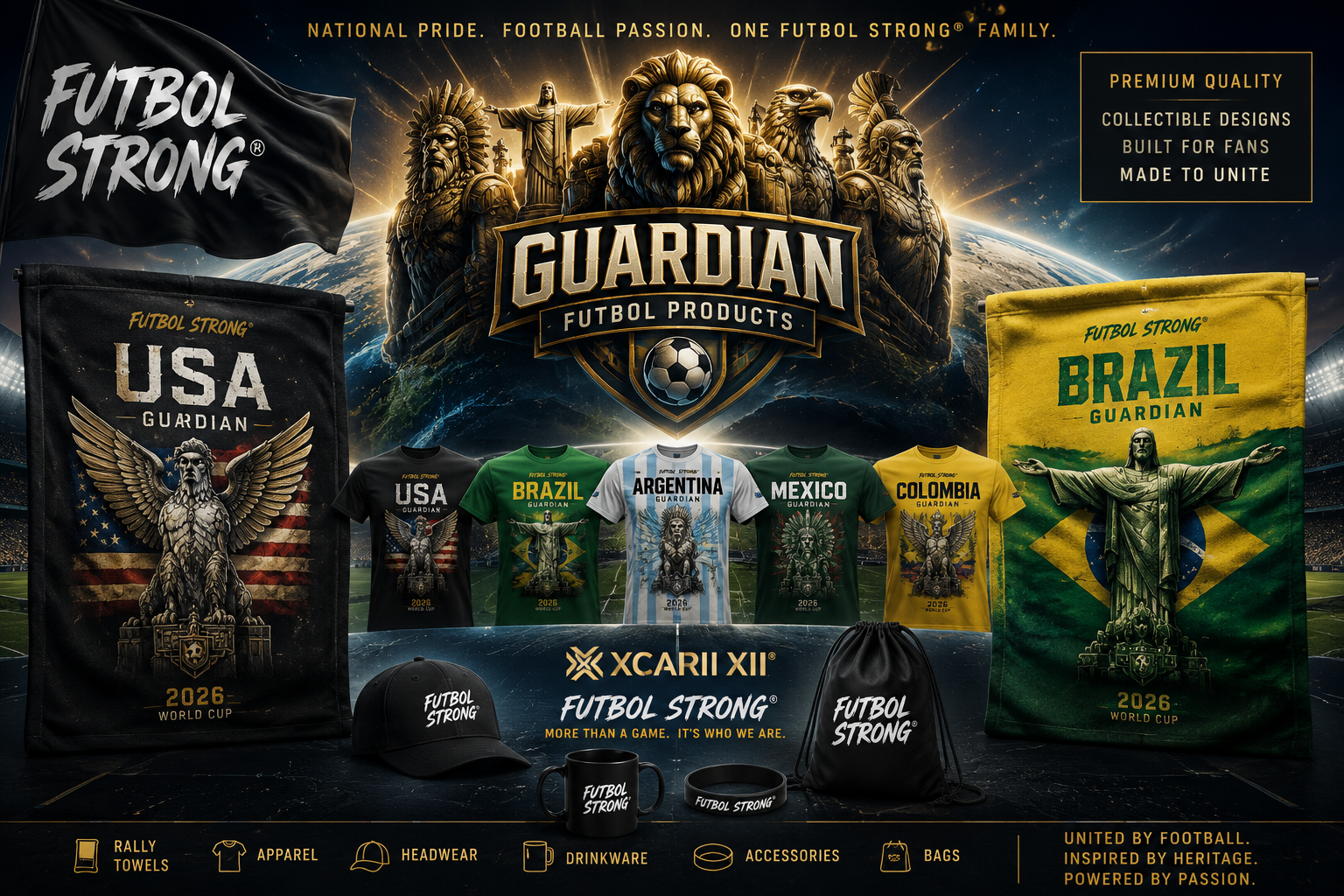 Xcarii Xii - Guardians of Futbol Strong, Rally Towels Monuments
