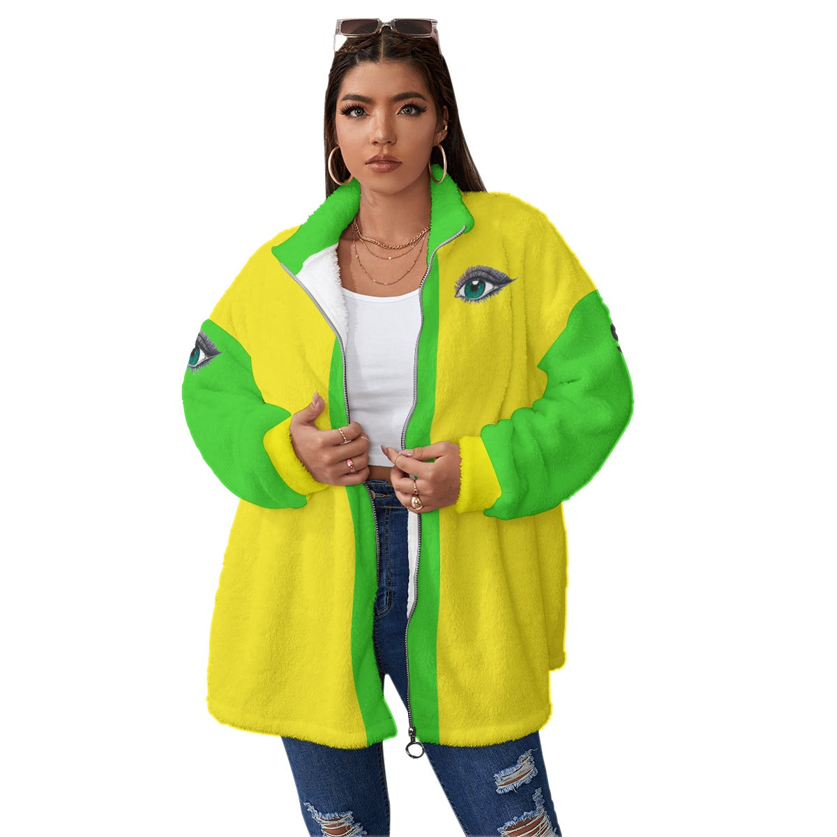 Xcarii Xii, Borg Fleece Wrap Coat - Team Futebol Brazil