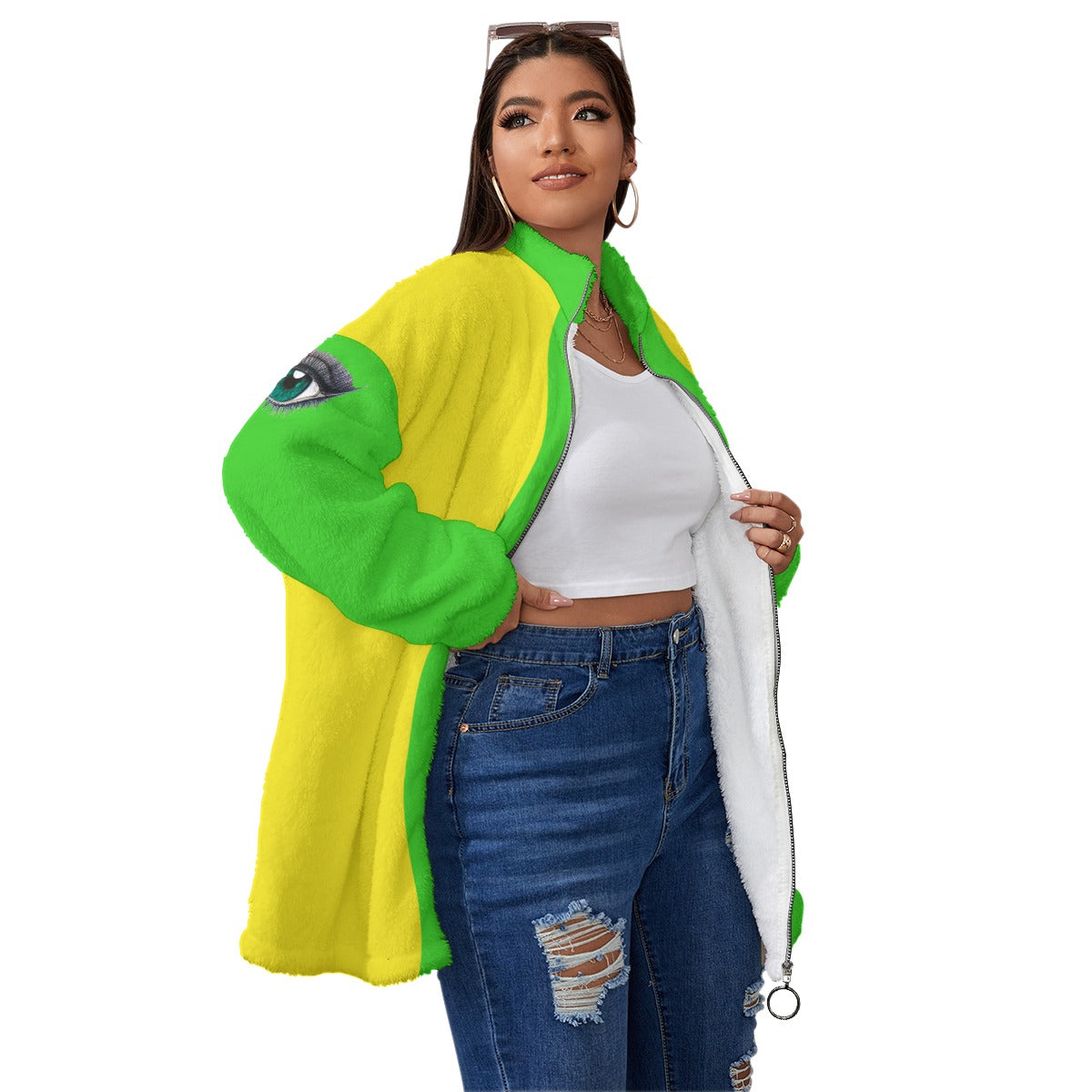 Xcarii Xii, Borg Fleece Wrap Coat - Team Futebol Brazil
