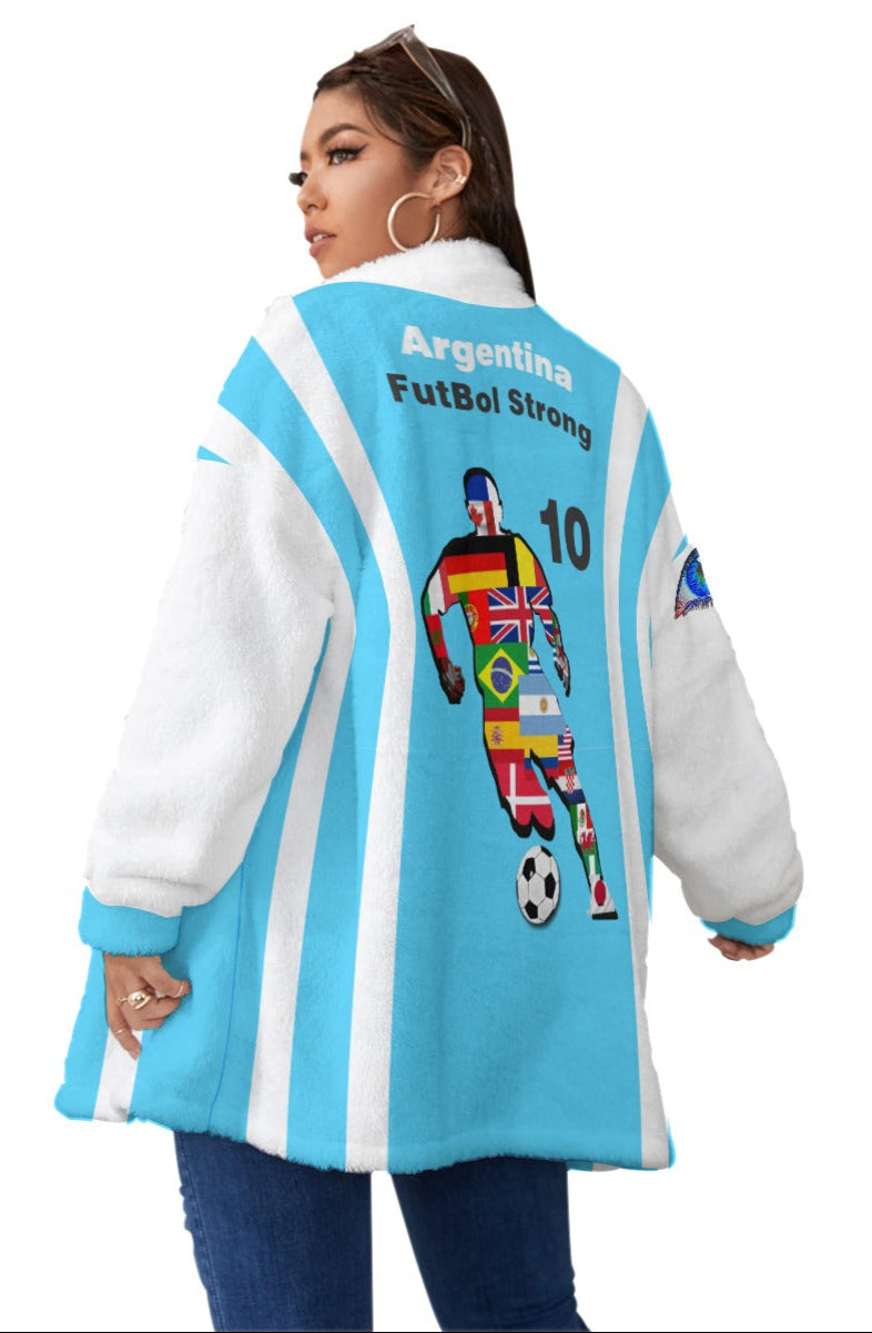 Xcarii Borg Fleece Wrap Coat - Team Futbol Argentina