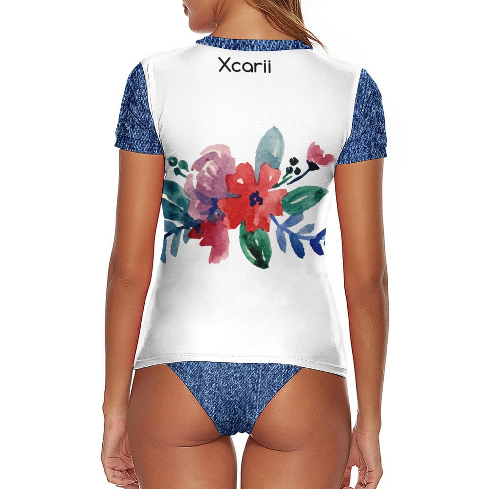 Xcarii Xii -  Red Flower Bikini Swimsuit