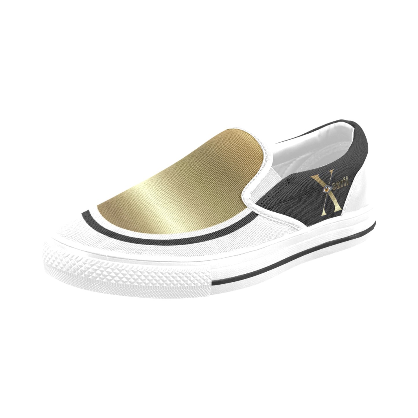 Xcarii Xii - Golden  X Men's Slip-on Canvas Shoes (Model 019)