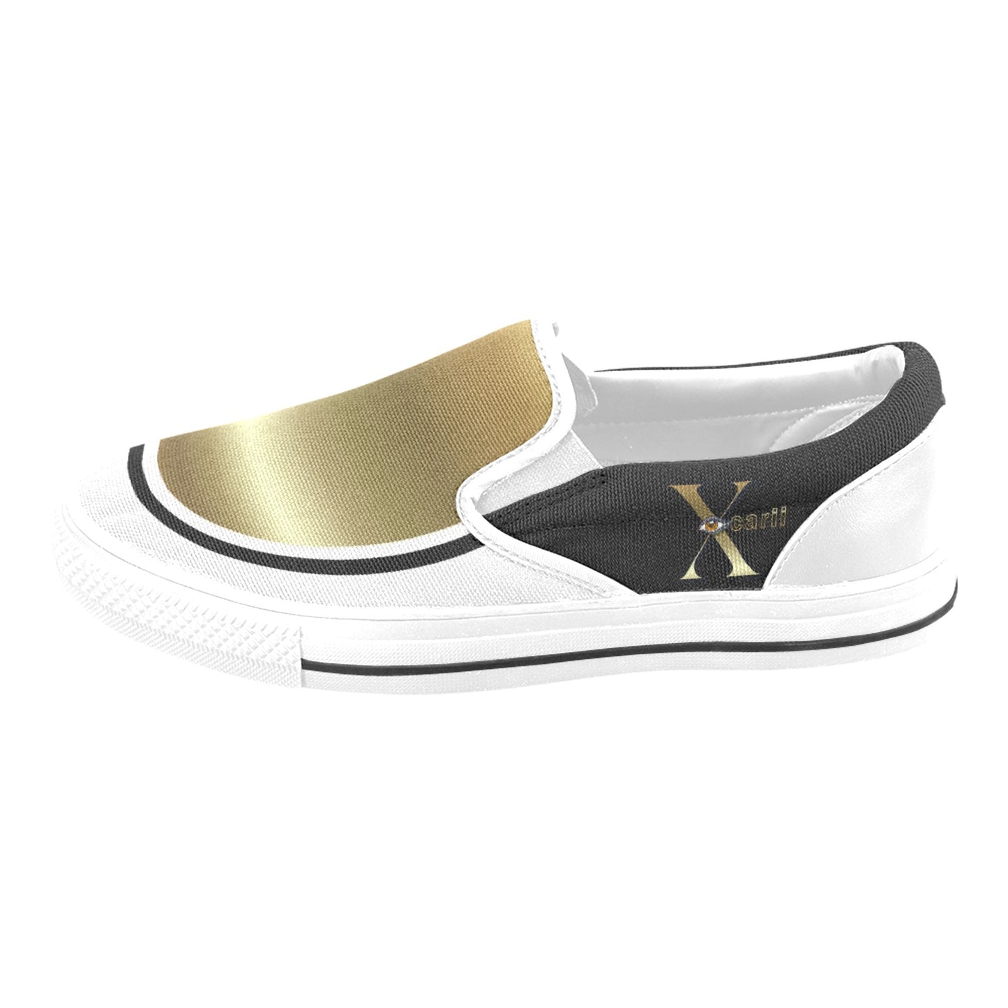 Xcarii Xii - Golden  X Men's Slip-on Canvas Shoes (Model 019)