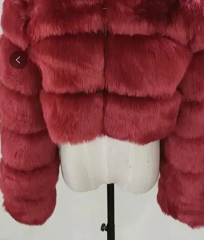 Xcarii Xii - Cropped Warm Coat Winter Faux Fox