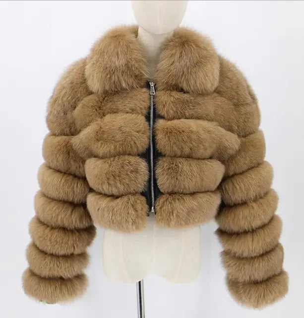 Xcarii Xii - Cropped Warm Coat Winter Faux Fox