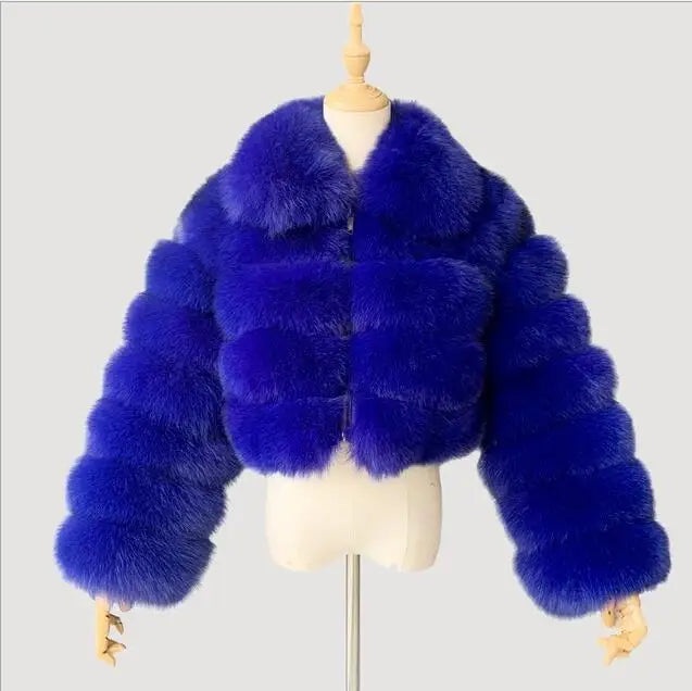 Xcarii Xii - Cropped Warm Coat Winter Faux Fox