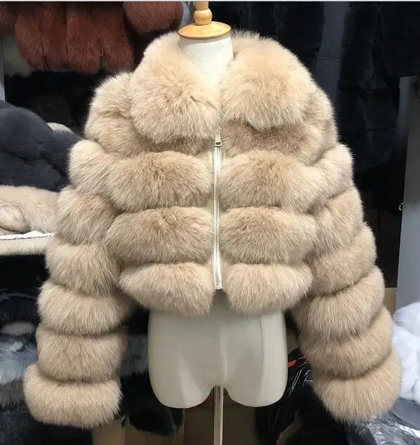 Xcarii Xii - Cropped Warm Coat Winter Faux Fox