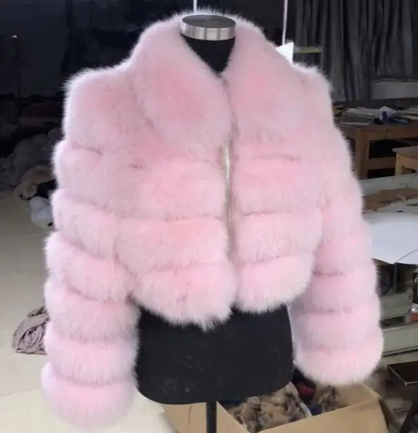 Xcarii Xii - Cropped Warm Coat Winter Faux Fox