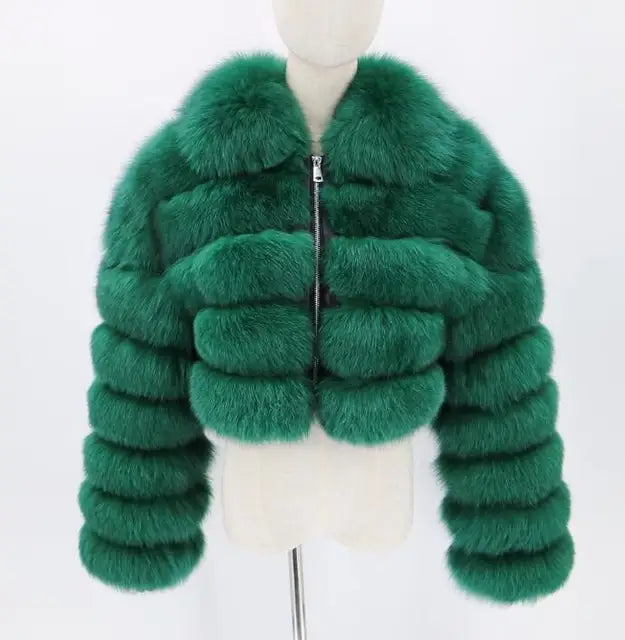 Xcarii Xii - Cropped Warm Coat Winter Faux Fox