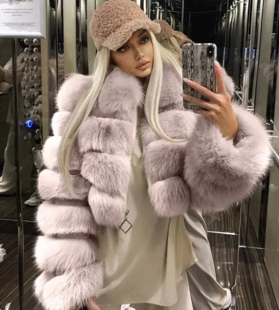 Xcarii Xii - Cropped Warm Coat Winter Faux Fox