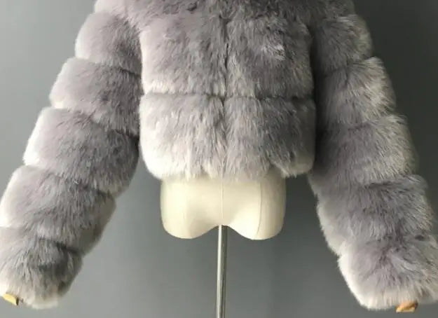 Xcarii Xii - Cropped Warm Coat Winter Faux Fox