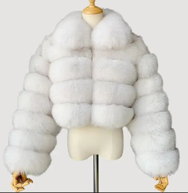 Xcarii Xii - Cropped Warm Coat Winter Faux Fox
