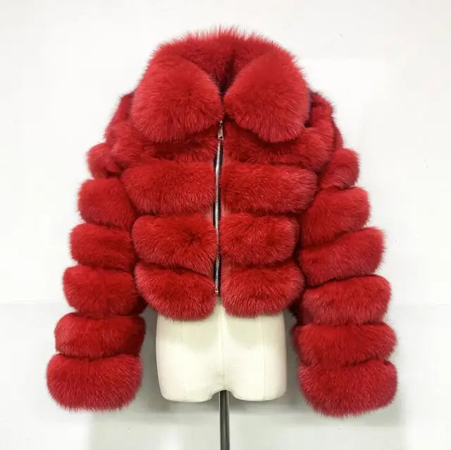 Xcarii Xii - Cropped Warm Coat Winter Faux Fox