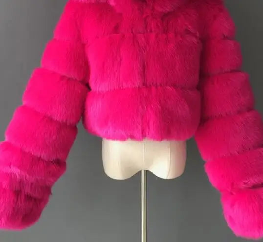 Xcarii Xii - Cropped Warm Coat Winter Faux Fox