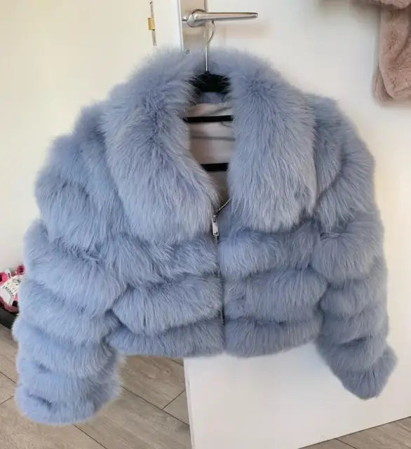 Xcarii Xii - Cropped Warm Coat Winter Faux Fox