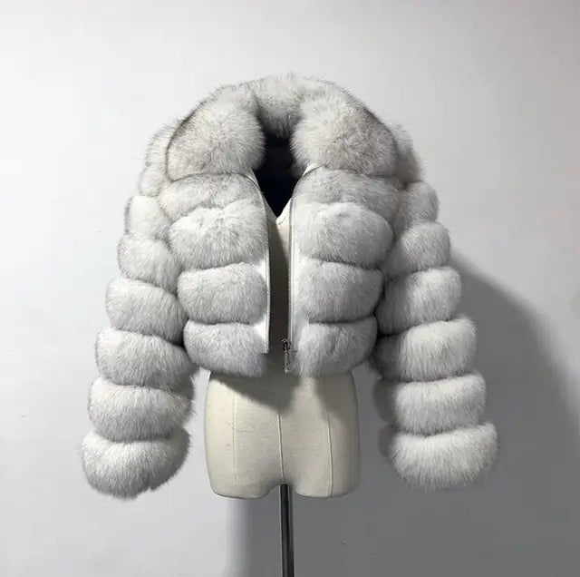 Xcarii Xii - Cropped Warm Coat Winter Faux Fox