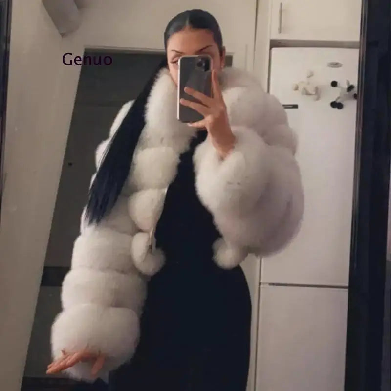 Xcarii Xii - Cropped Warm Coat Winter Faux Fox