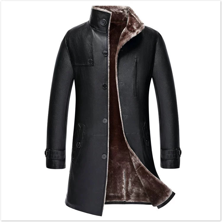 Xcarii Xii - Mid Length Leather Wind Coat
