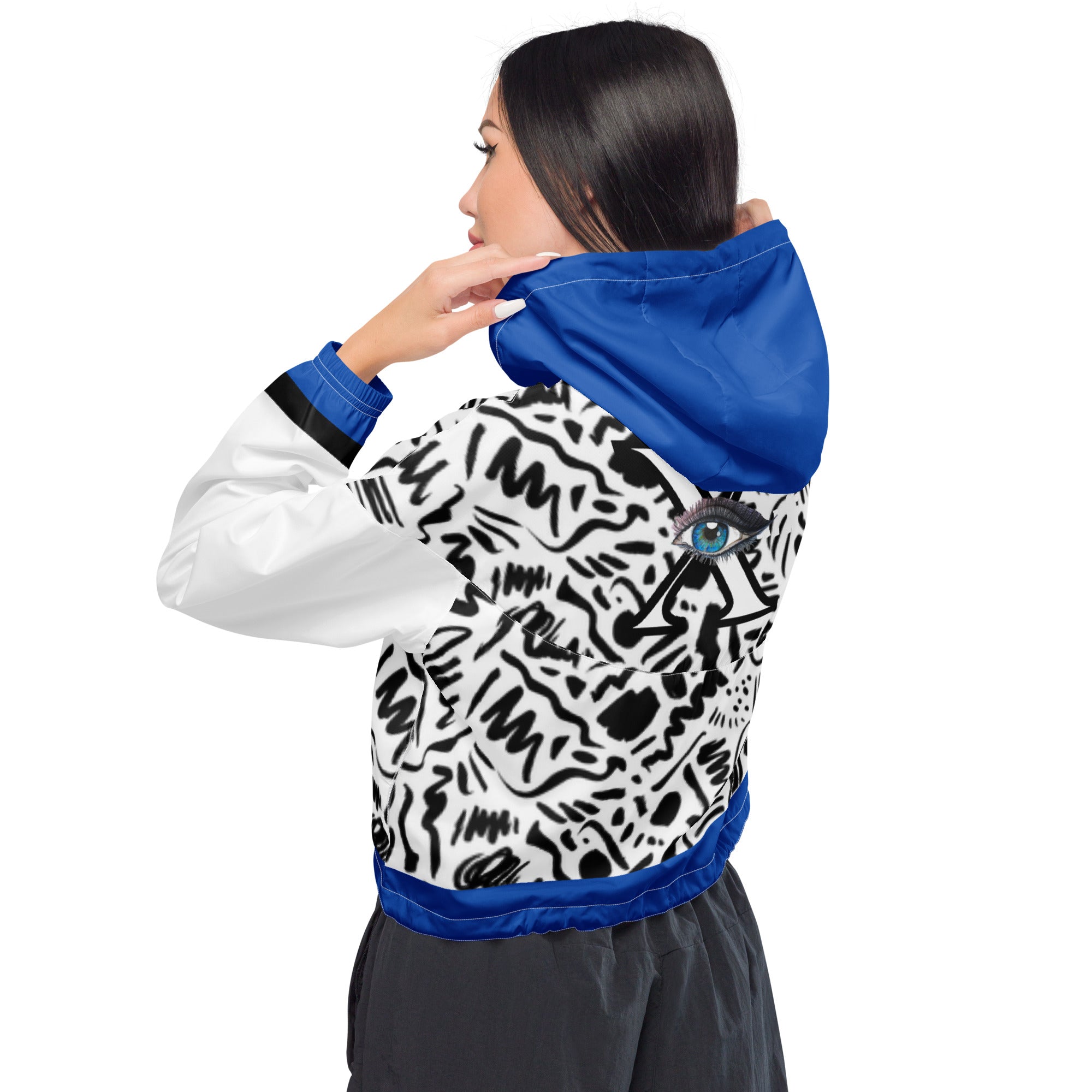 Xcarii Xii - Blue Rim Women’s cropped windbreaker