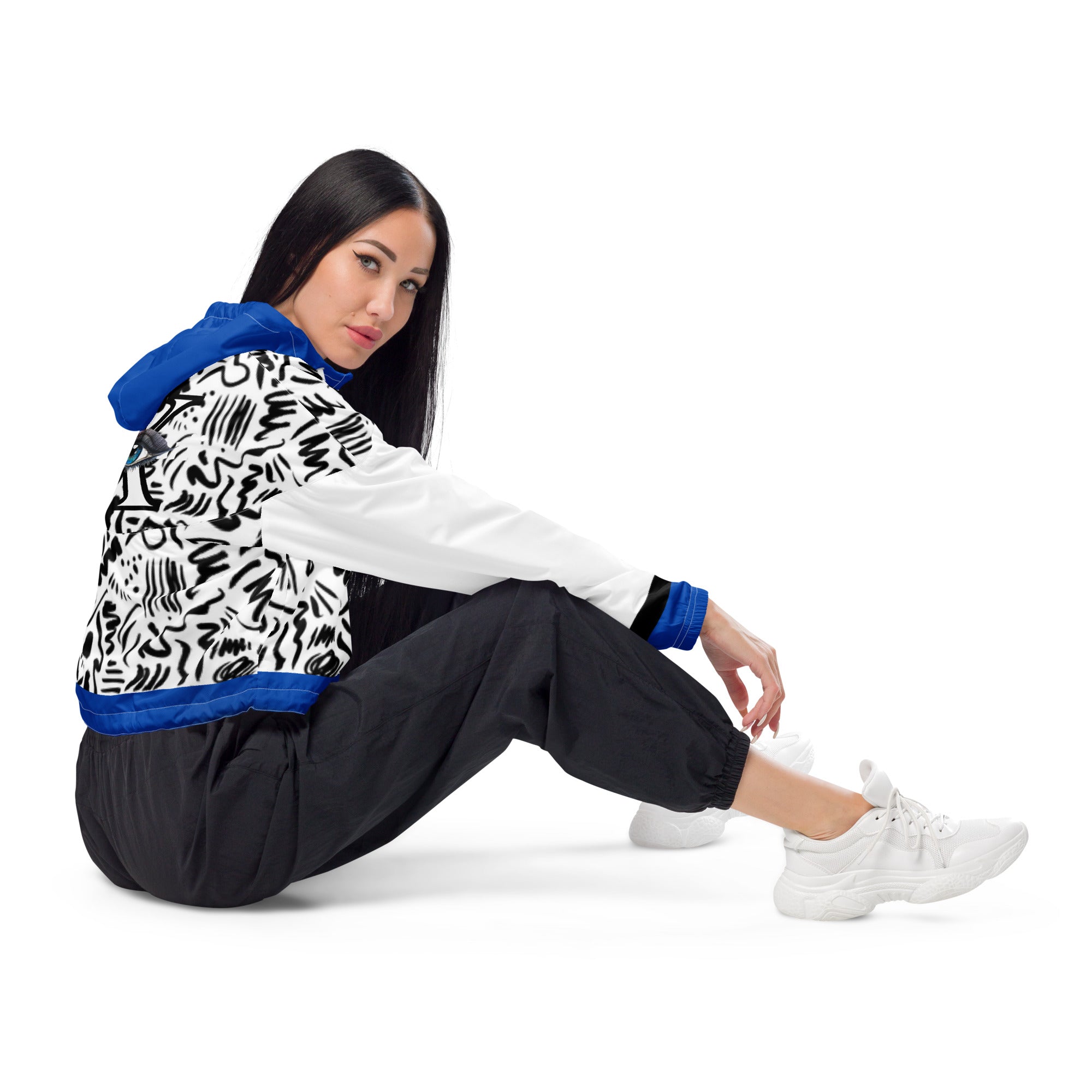 Xcarii Xii - Blue Rim Women’s cropped windbreaker