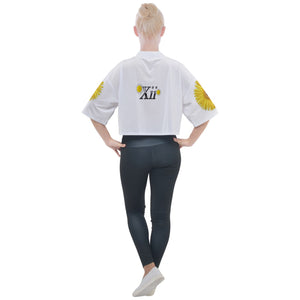 Xcarii YELLOW FLOWERS Mock Neck Tee