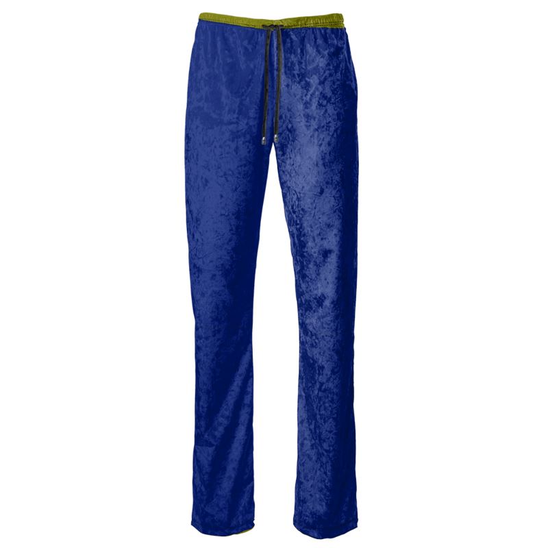 Xcarii Xii - Crushed Velour Blue Cobalt pants
