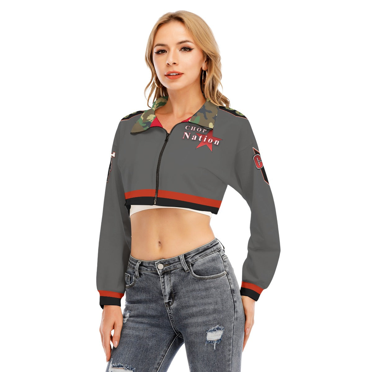 CHOP NATION  Cropped Sweatshirt With Long Sleeve