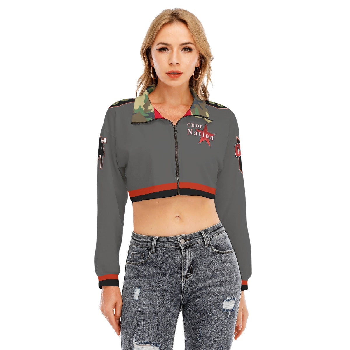 CHOP NATION  Cropped Sweatshirt With Long Sleeve