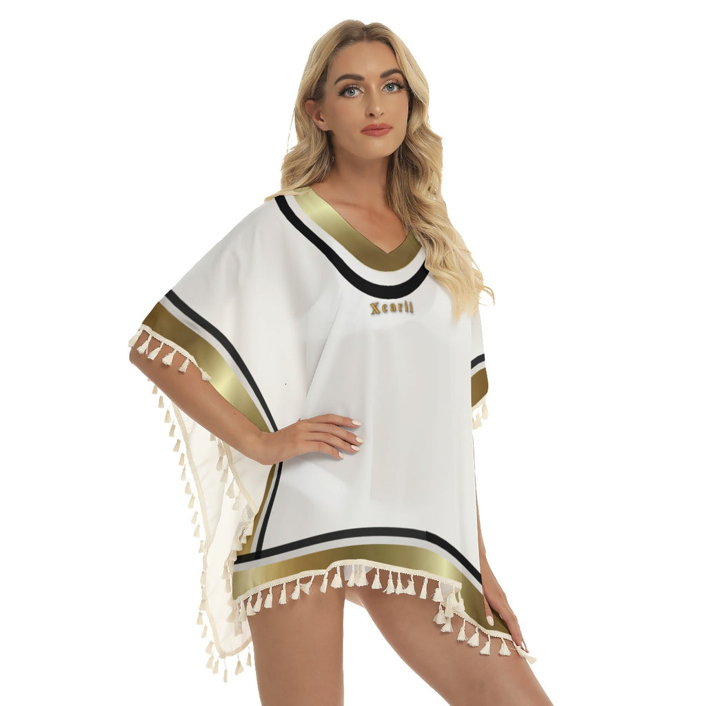 Xcarii Xii - Golden Square Fringed Shawl - REG