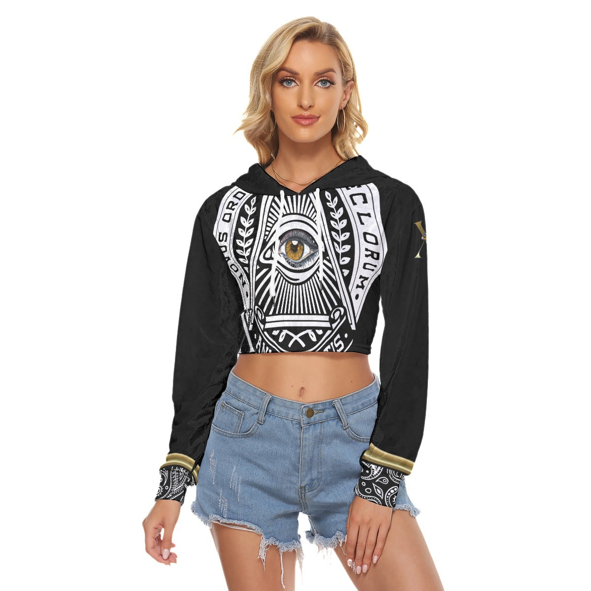 Xcarii Xii - Eye of Xii Velvet Crop Hoodie