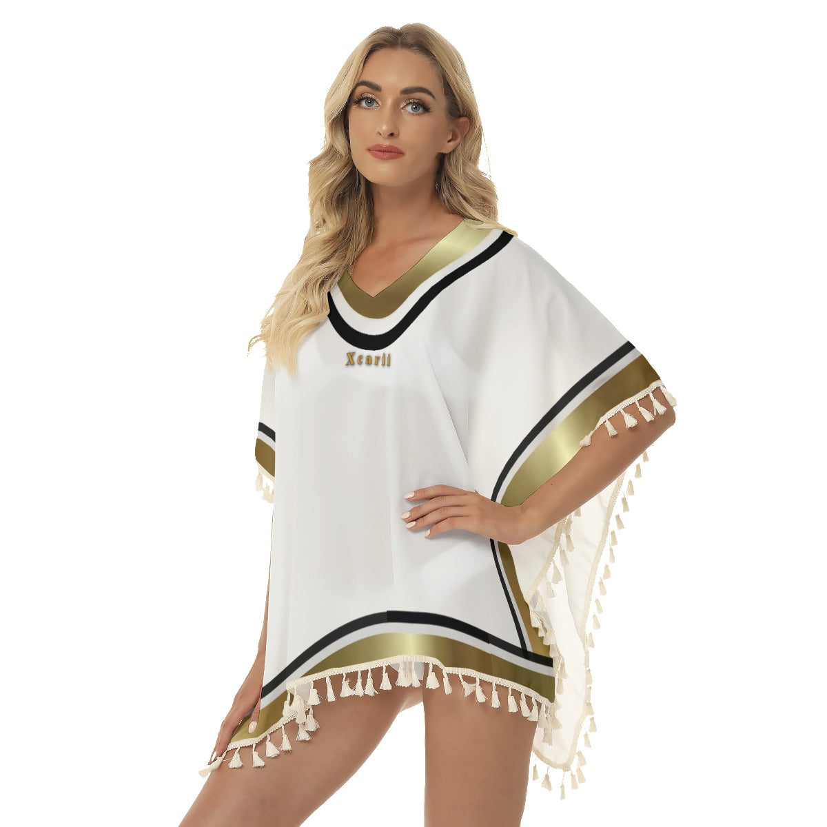 Xcarii Xii - Golden Square Fringed Shawl - REG