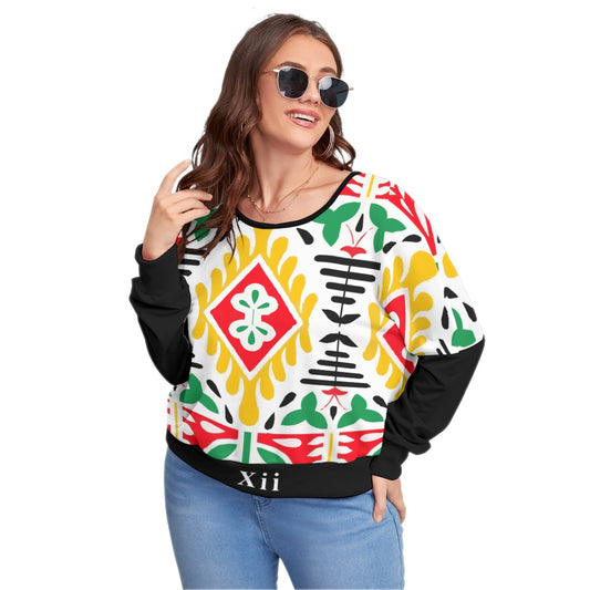 Xcarii Backless Sweatshirt With Bat Sleeve(Plus Size)