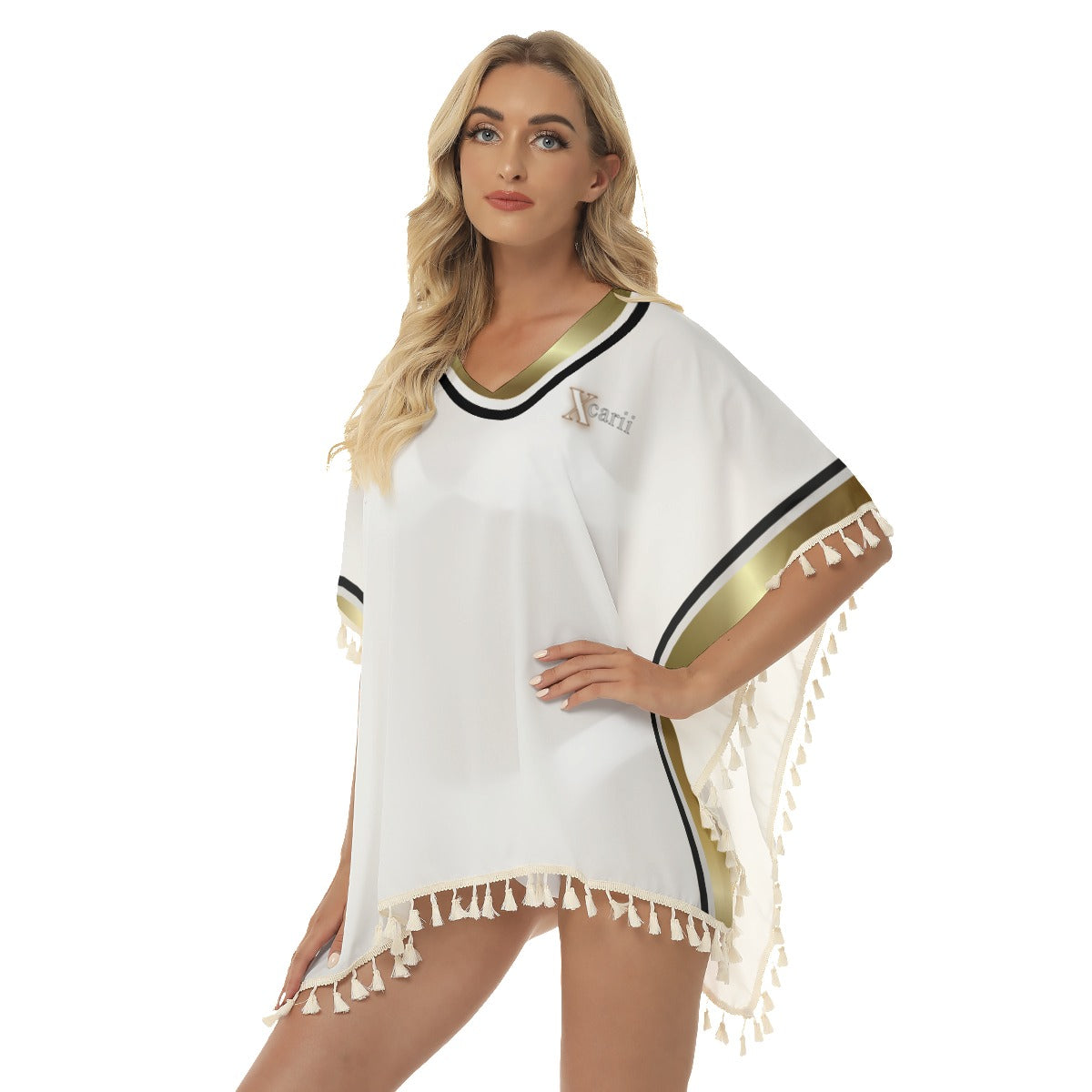 Xcarii Xii - Golden Square Fringed Shawl