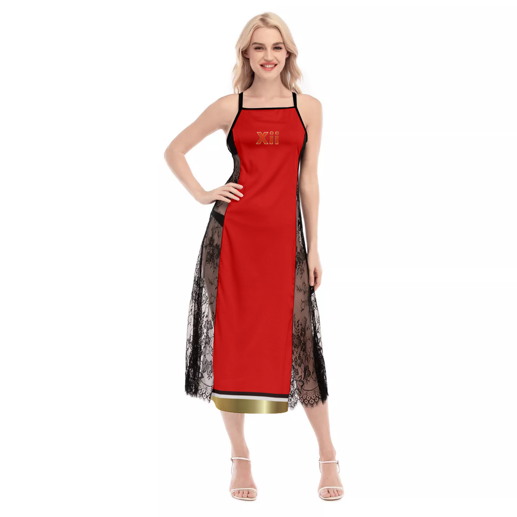 Xcarii Xii Red Lace Cami Cross Back