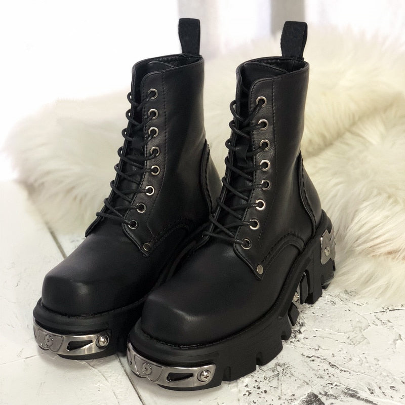 Xcarii - Punk Style Women Ankle Boots Black