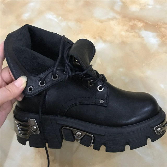 Xcarii - Punk Style Women Ankle Boots Black