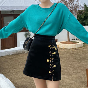 Xcarii Xii - Pin it Punk Pu Leather Hip Mini Skirt