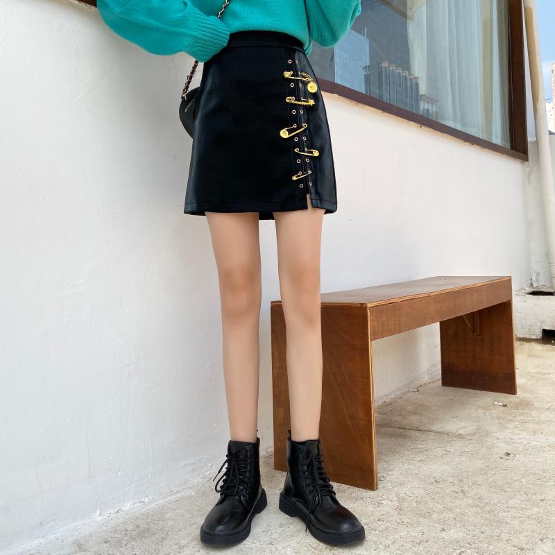 Xcarii Xii - Pin it Punk Pu Leather Hip Mini Skirt