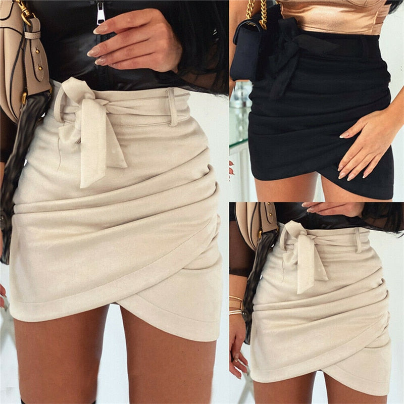 Xcarii Pink belt suede skirts women Bodycon leather Spring skirts 2020