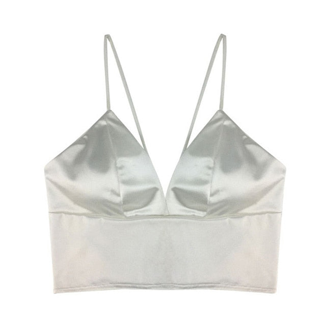 Xcarii - Satin Crop Tops Women Wireless Bralette.